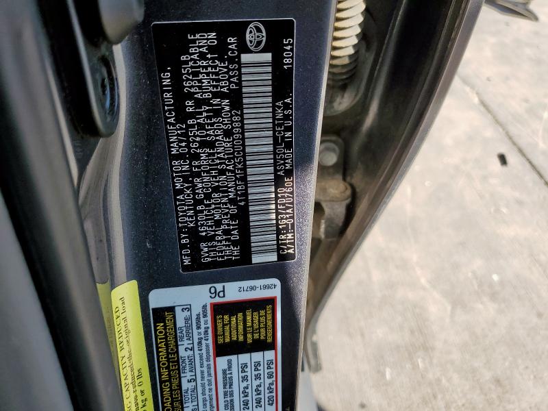 2012 TOYOTA CAMRY BASE - 4T1BF1FK5CU099882