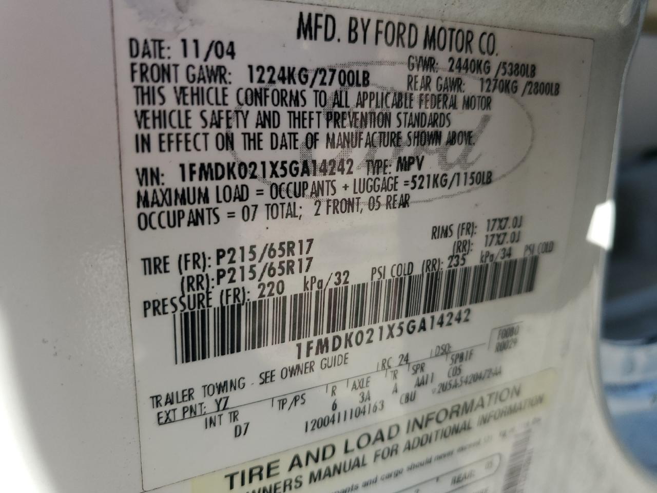 Lot #3268288049 2005 FORD FREESTYLE