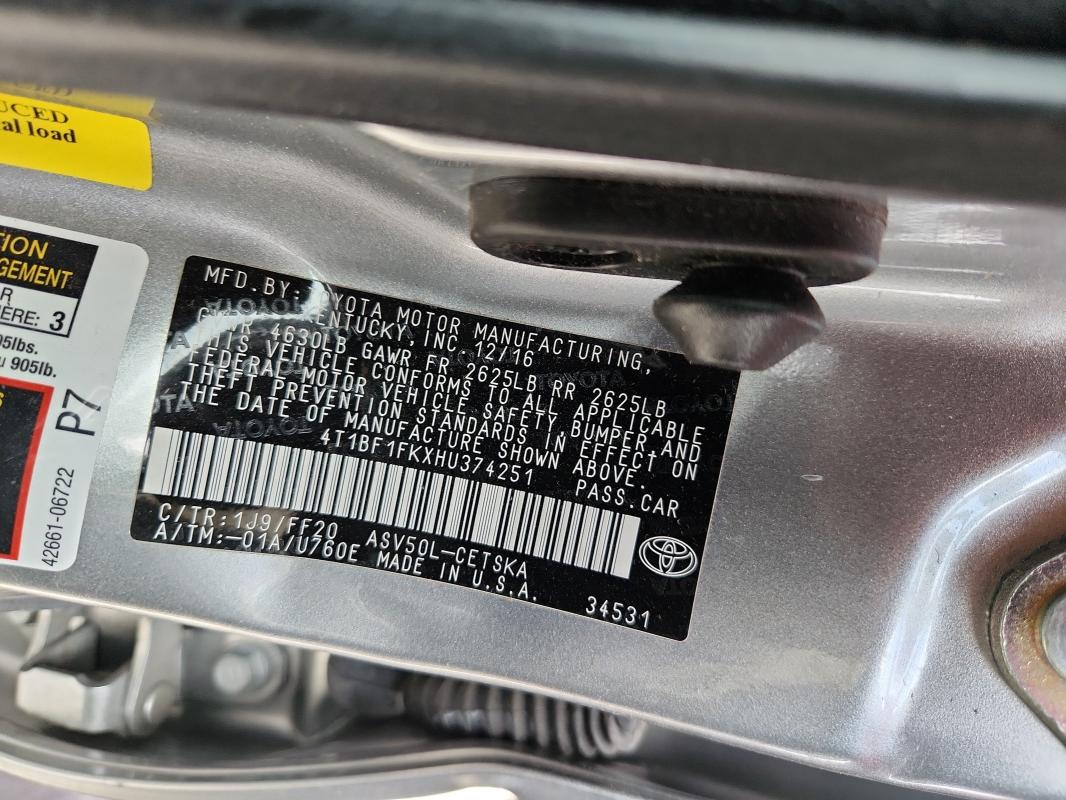 2017 TOYOTA CAMRY LE - 4T1BF1FKXHU374251