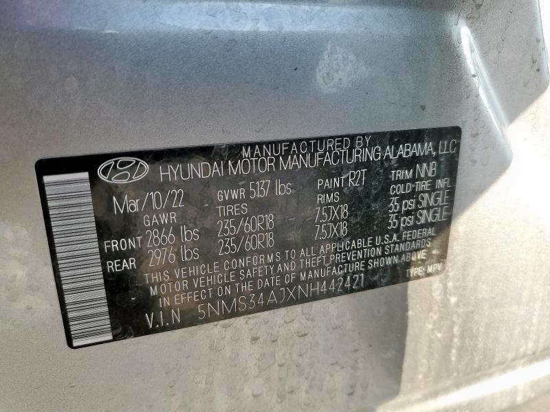 2022 HYUNDAI SANTA FE S #3292768782