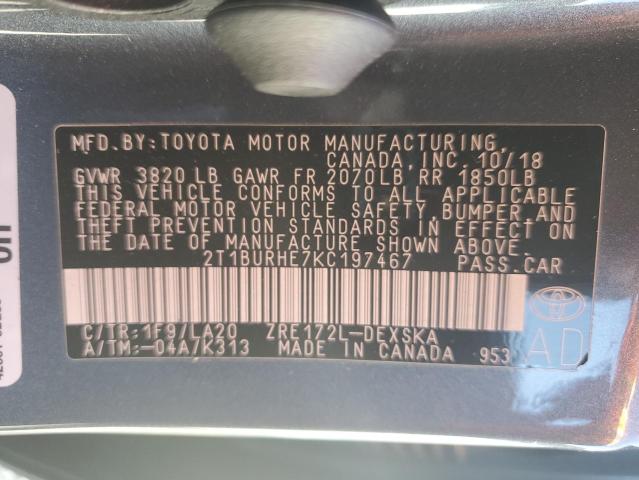 2019 TOYOTA COROLLA L - 2T1BURHE7KC197467