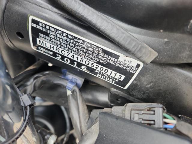 2016 HONDA CBR650 F MLHRC7418G5200113