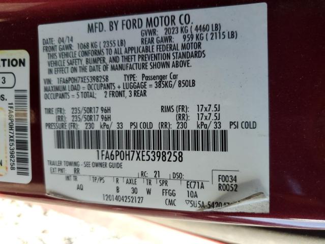 2014 FORD FUSION SE - 1FA6P0H7XE5398258
