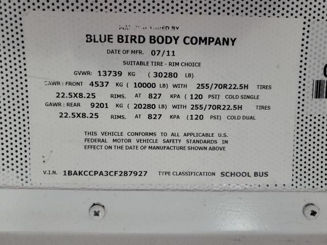 2012 BLUE BIRD SCHOOL BUS #3285697661