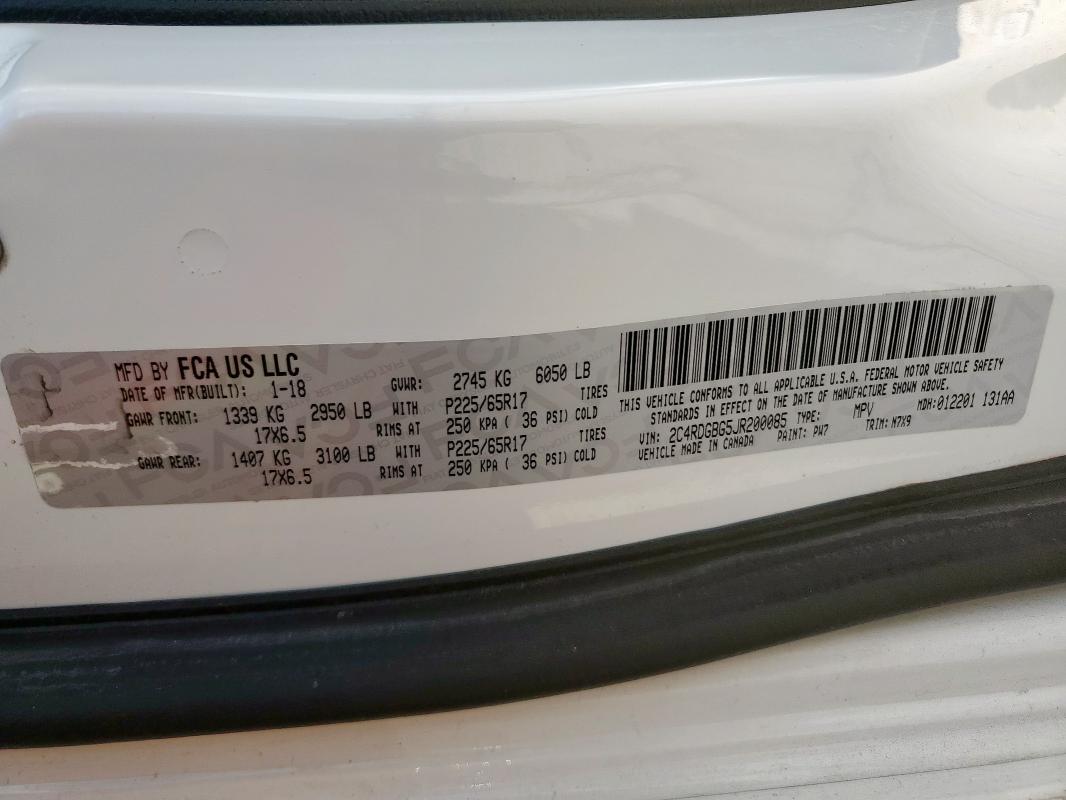 2018 DODGE GRAND CARAVAN SE 2C4RDGBG5JR200085