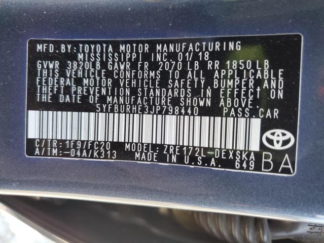 2018 TOYOTA COROLLA L - 5YFBURHE3JP798440