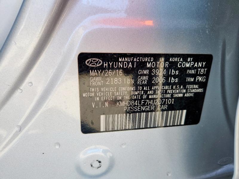 2017 HYUNDAI ELANTRA SE KMHD84LF7HU207101