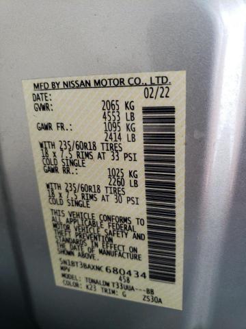 2022 NISSAN ROGUE SV 5N1BT3BAXNC680434