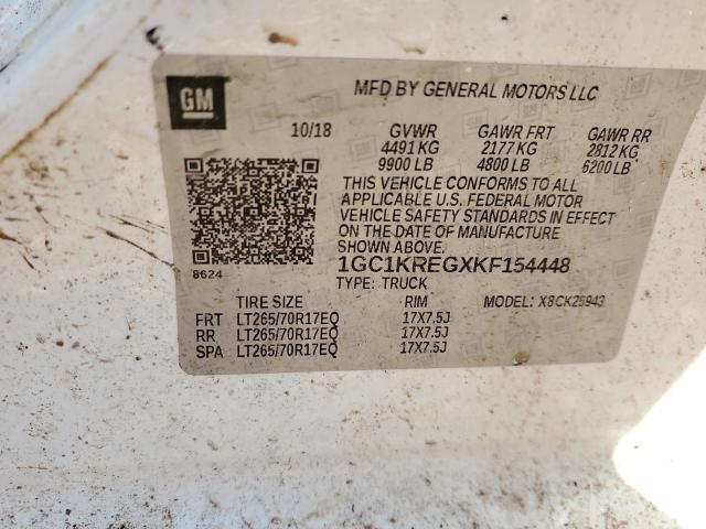 2019 CHEVROLET SILVERADO - 1GC1KREGXKF154448