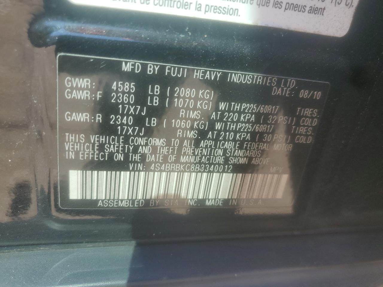 SUBARU OUTBACK 2.5I LIMITED