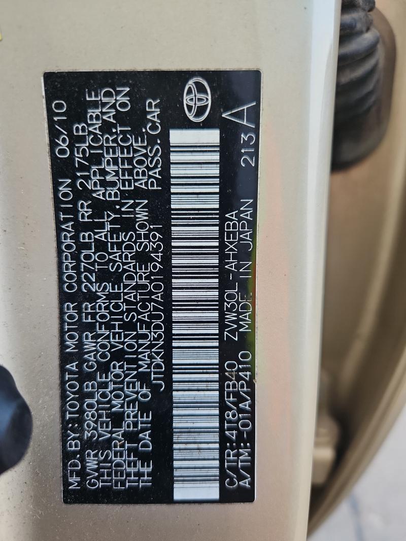 2010 TOYOTA PRIUS - JTDKN3DU7A0194391