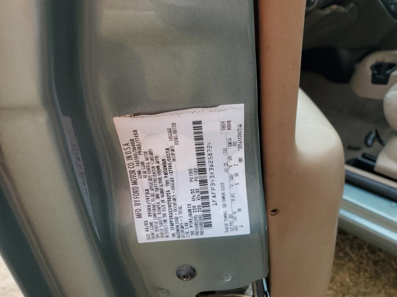 Lot #3291353154 2003 FORD FOCUS SE C