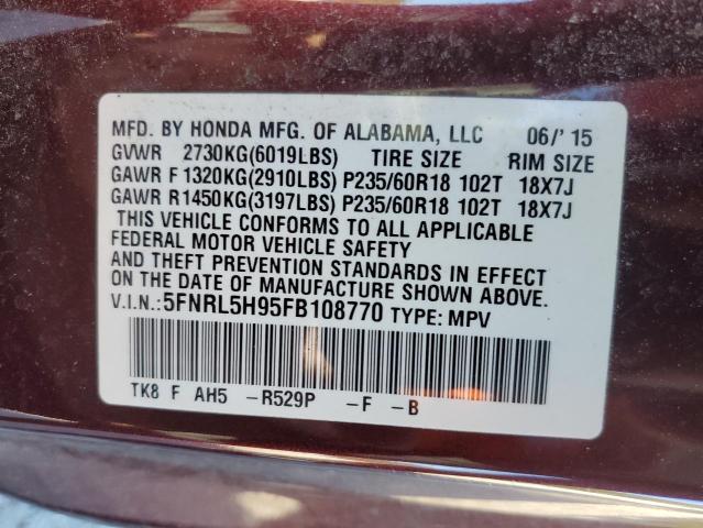 2015 HONDA ODYSSEY TO 5FNRL5H95FB108770