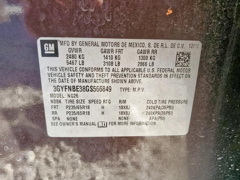 2016 CADILLAC SRX LUXURY - 3GYFNBE38GS566849