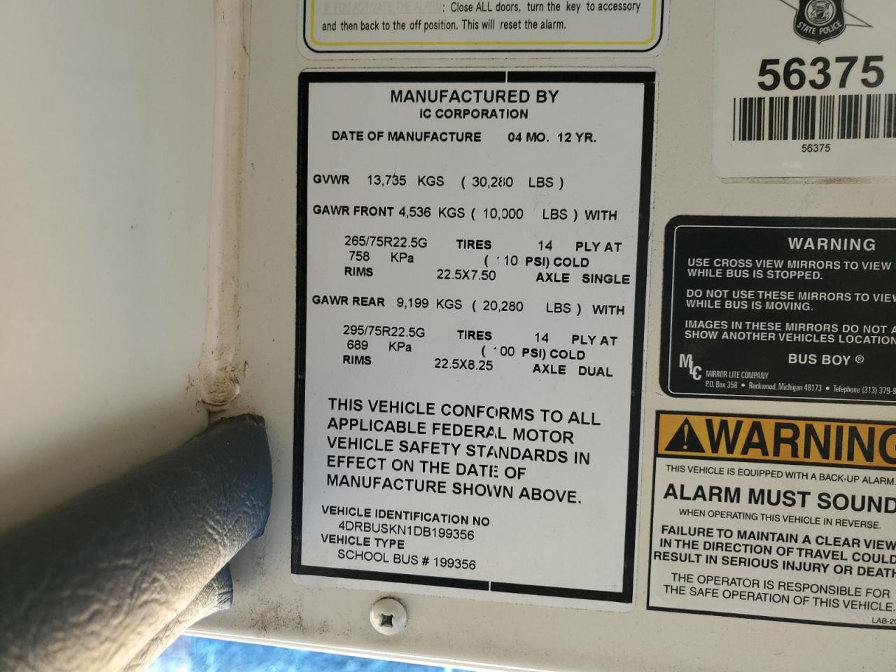 Lot #3274680899 2013 IC CORPORATION CE SERIES SCHOOL