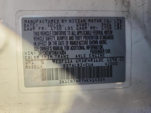 2017 NISSAN VERSA S - 3N1CN7AP7HK414354