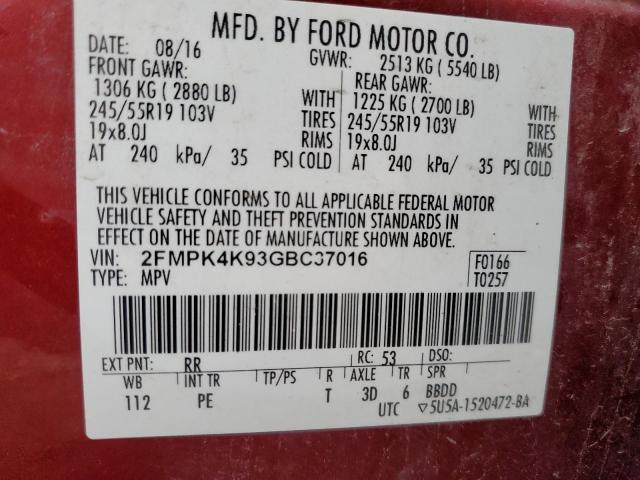 2016 FORD EDGE TITAN - 2FMPK4K93GBC37016