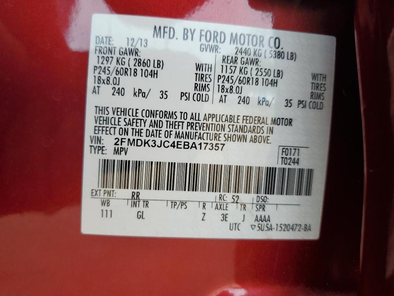 2014 FORD EDGE SEL - 2FMDK3JC4EBA17357