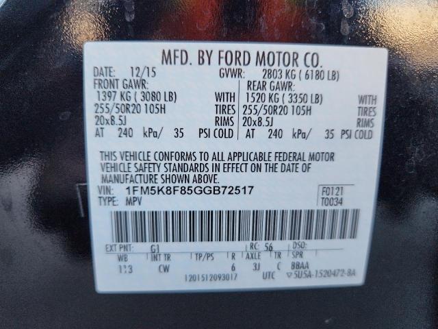 2016 FORD EXPLORER L - 1FM5K8F85GGB72517