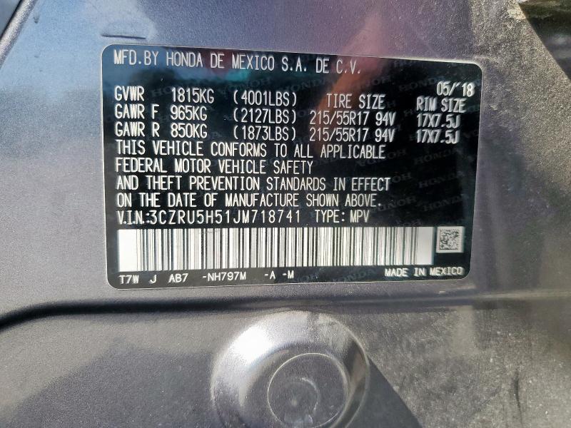 2018 HONDA HR-V EX 3CZRU5H51JM718741