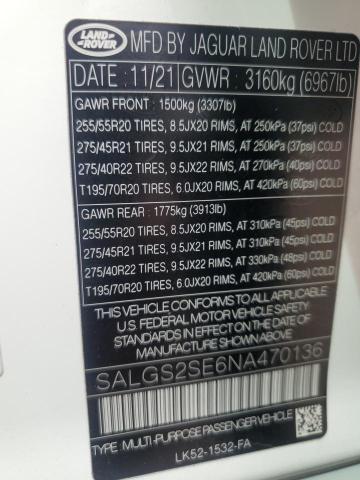 2022 LAND ROVER RANGE ROVE #3276986218