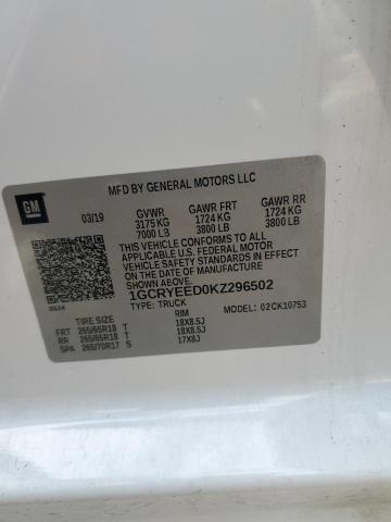 2019 CHEVROLET SILVERADO - 1GCRYEED0KZ296502