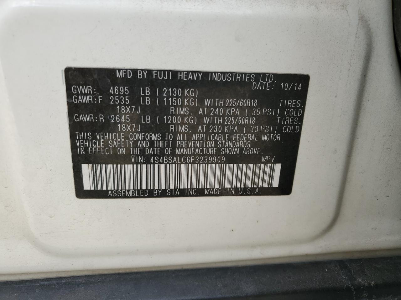 SUBARU OUTBACK 2.5I LIMITED