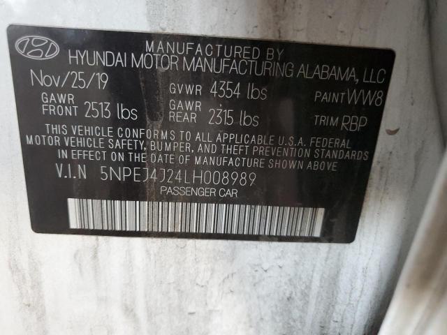 2020 HYUNDAI SONATA SEL 5NPEJ4J24LH008989