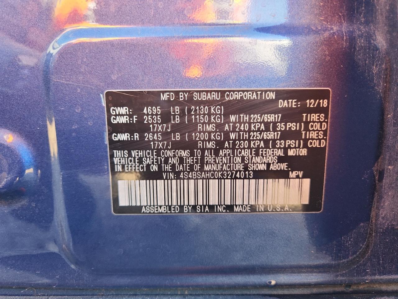 SUBARU OUTBACK 2.5I PREMIUM