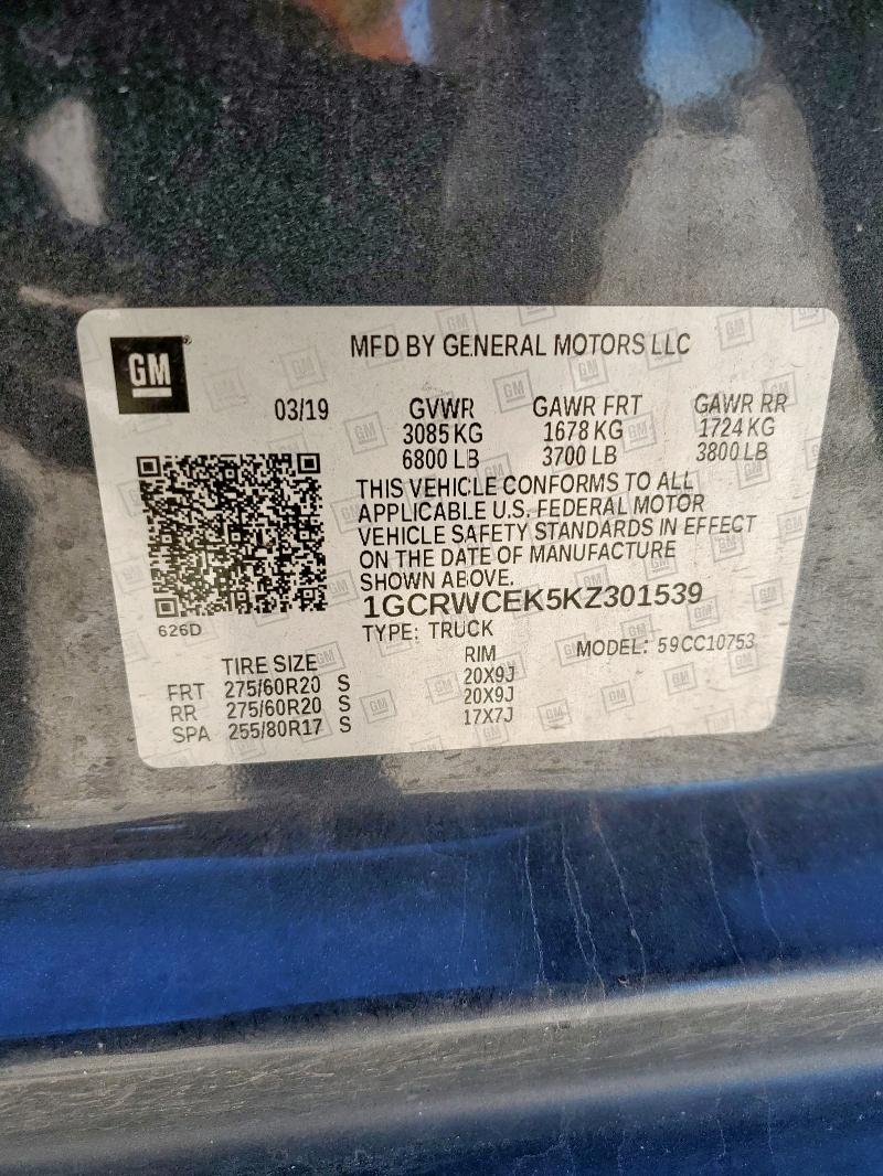 2019 CHEVROLET SILVERADO - 1GCRWCEK5KZ301539