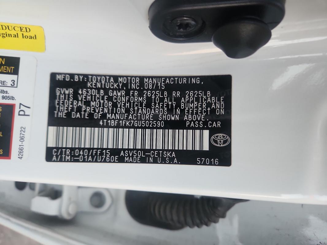 2016 TOYOTA CAMRY LE - 4T1BF1FK7GU502590