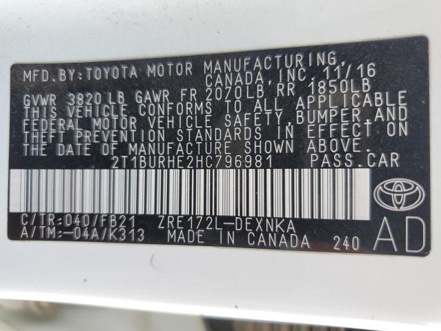 2017 TOYOTA COROLLA L #3302632011