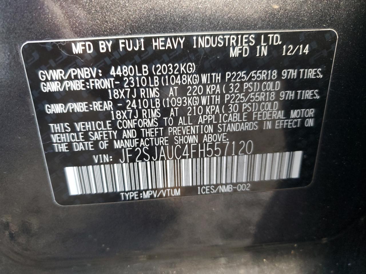 SUBARU FORESTER 2.5I TOURING