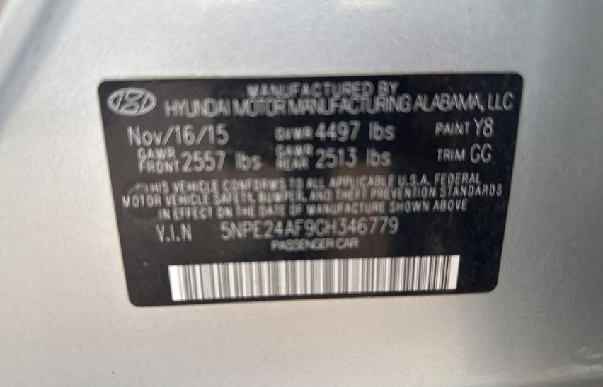 2016 HYUNDAI SONATA SE - 5NPE24AF9GH346779