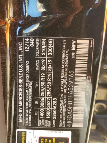 2015 MERCEDES-BENZ ML 350 4MA 4JGDA5HB1FA529165