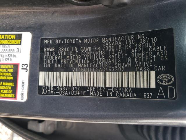 2010 TOYOTA COROLLA BA #3305514067