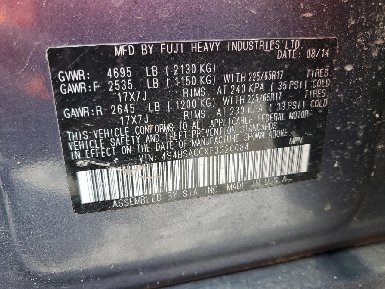 SUBARU OUTBACK 2.5I PREMIUM