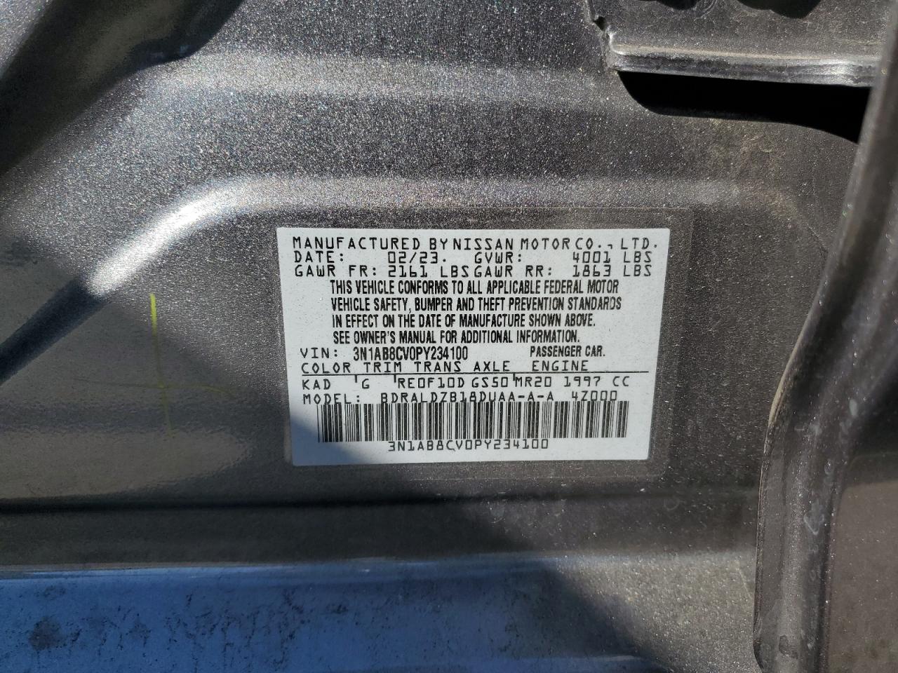 Lot #3302743012 2023 NISSAN SENTRA SV