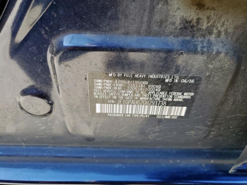 2016 SUBARU IMPREZA SP #3287348981