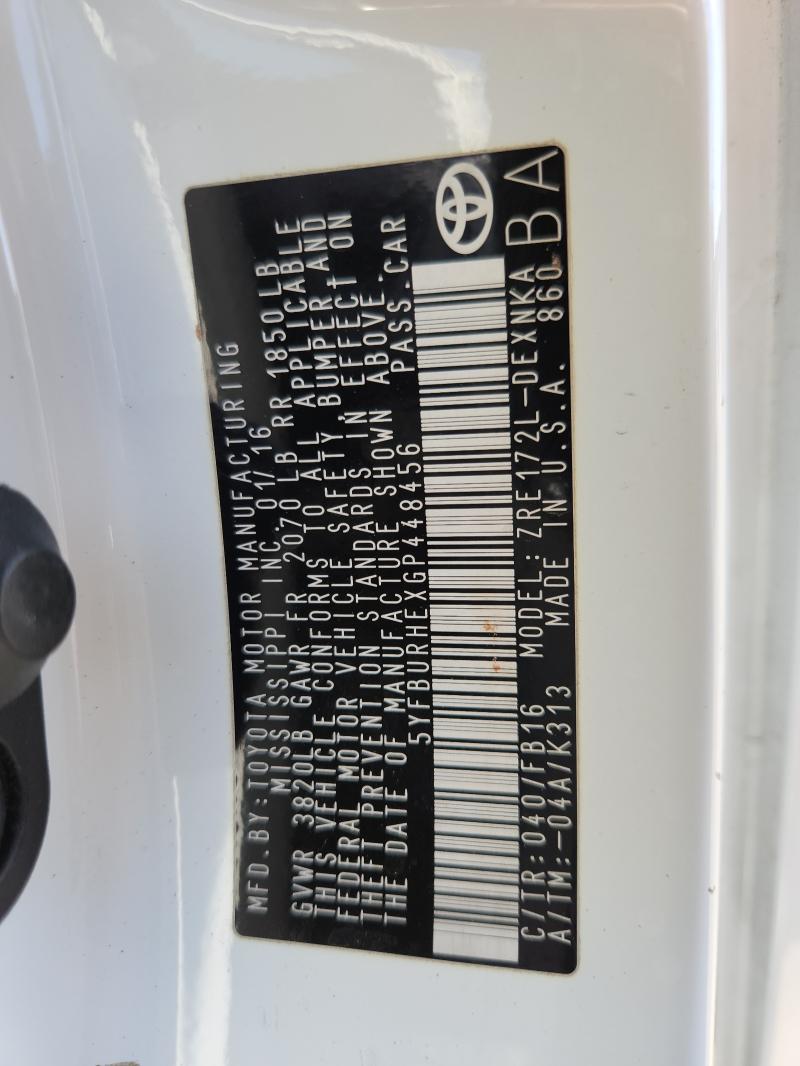 2016 TOYOTA COROLLA L - 5YFBURHEXGP448456