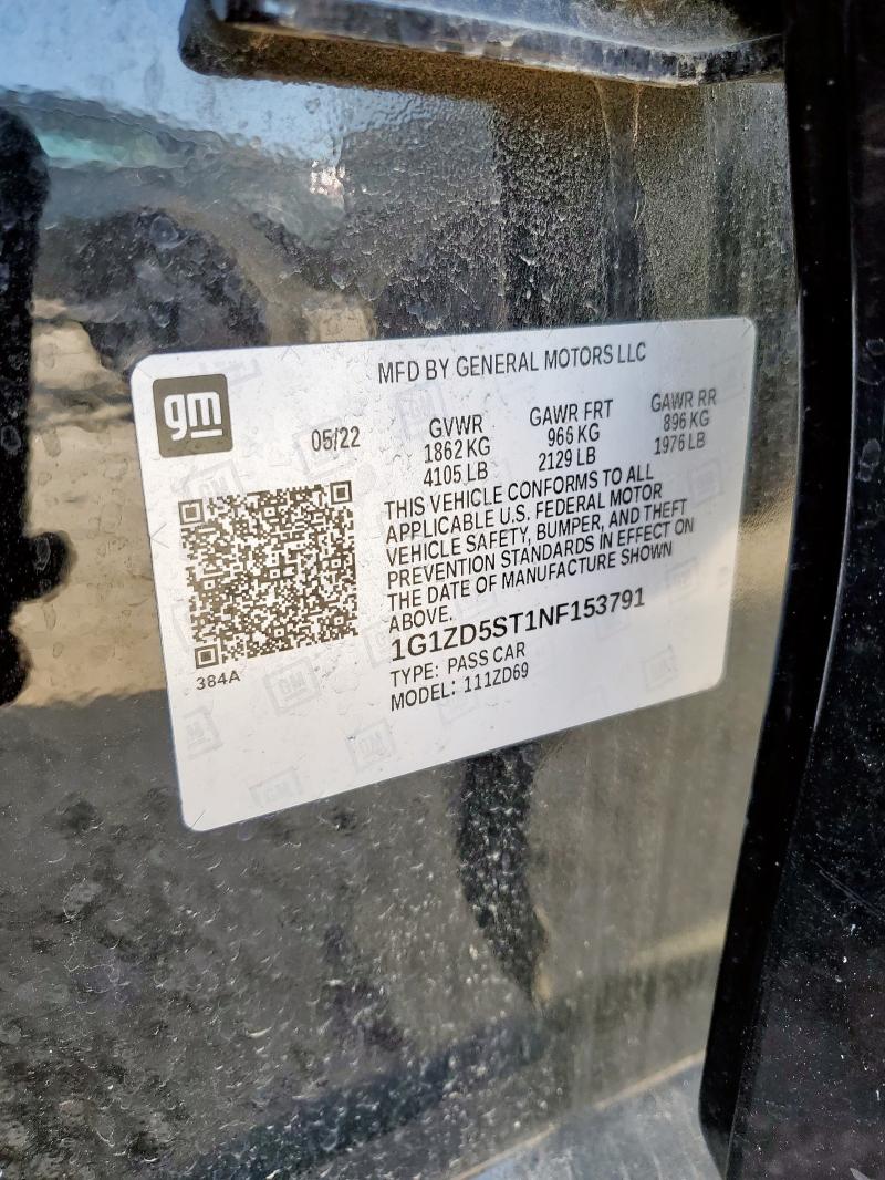 2022 CHEVROLET MALIBU LT 1G1ZD5ST1NF153791