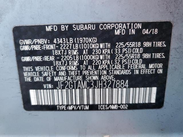 2018 SUBARU CROSSTREK - JF2GTAMC3JH327884