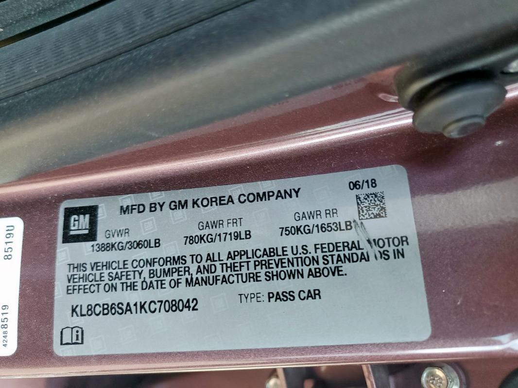 2019 CHEVROLET SPARK LS #3284091561