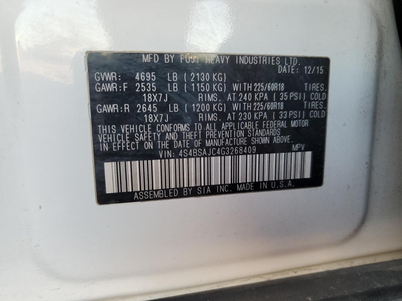 SUBARU OUTBACK 2.5I LIMITED