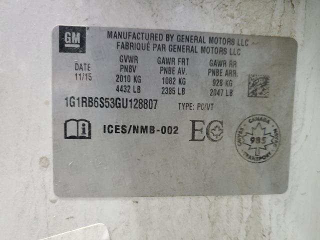 2016 CHEVROLET VOLT LTZ 1G1RB6S53GU128807