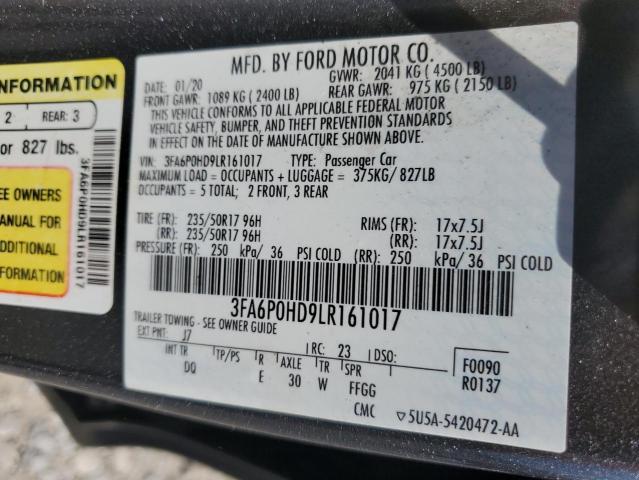 2020 FORD FUSION SE - 3FA6P0HD9LR161017