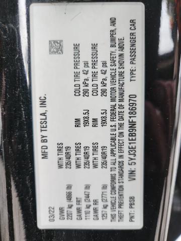 2022 TESLA MODEL 3 - 5YJ3E1EB9NF186970