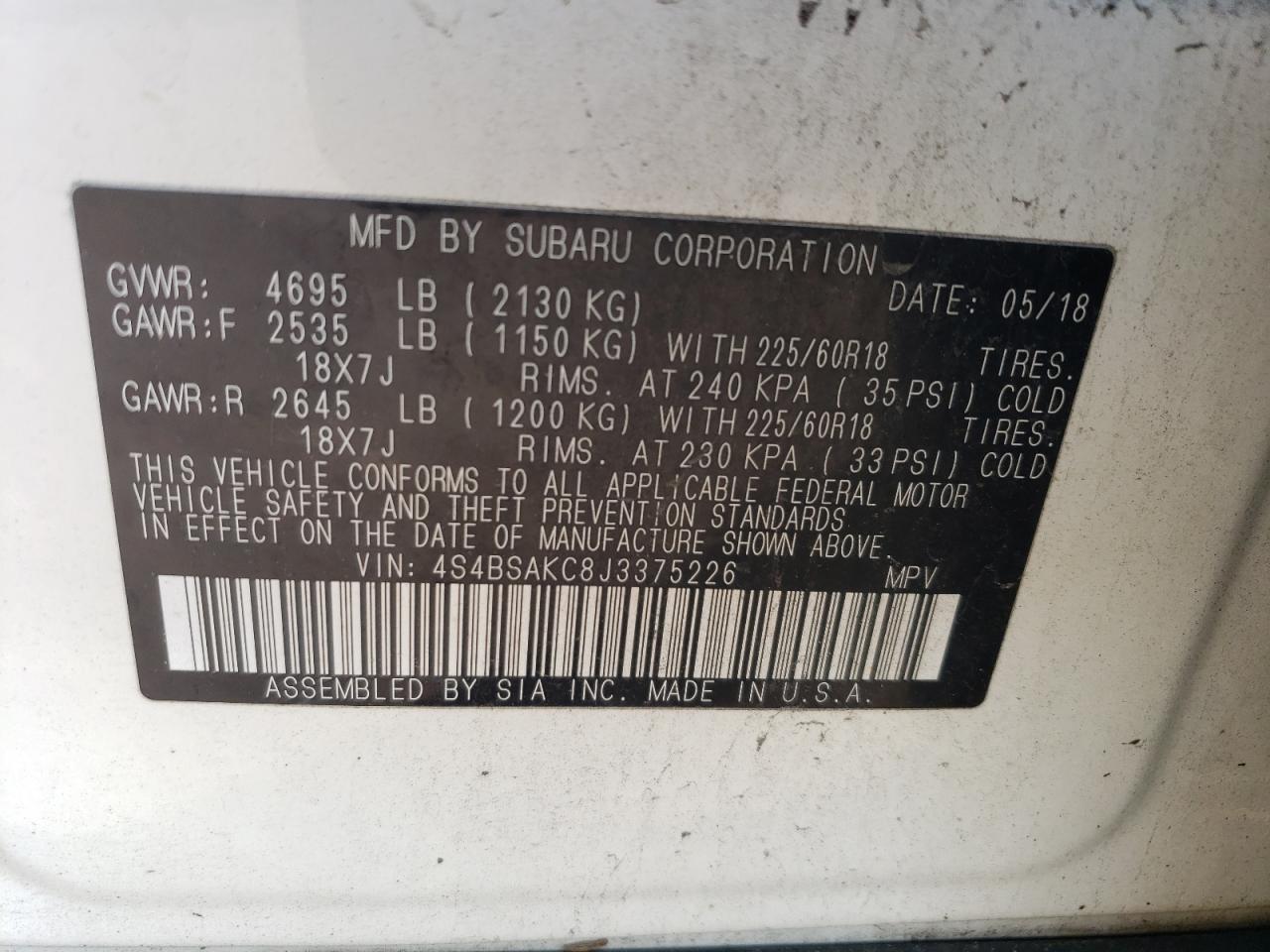 SUBARU OUTBACK 2.5I LIMITED