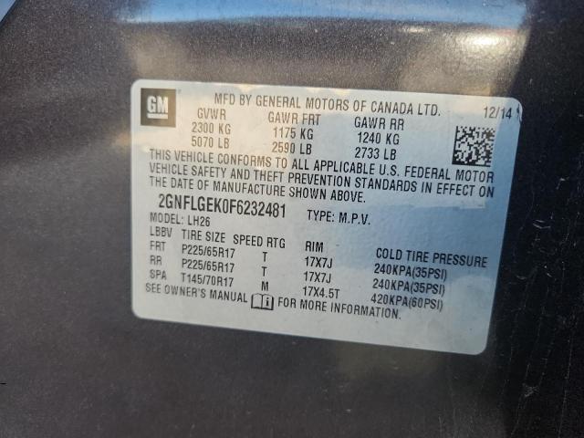 2015 CHEVROLET EQUINOX LT 2GNFLGEK0F6232481