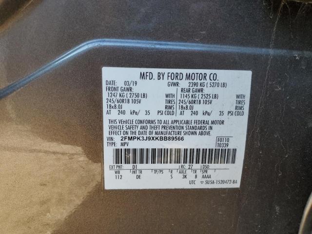 2019 FORD EDGE SEL - 2FMPK3J9XKBB89566